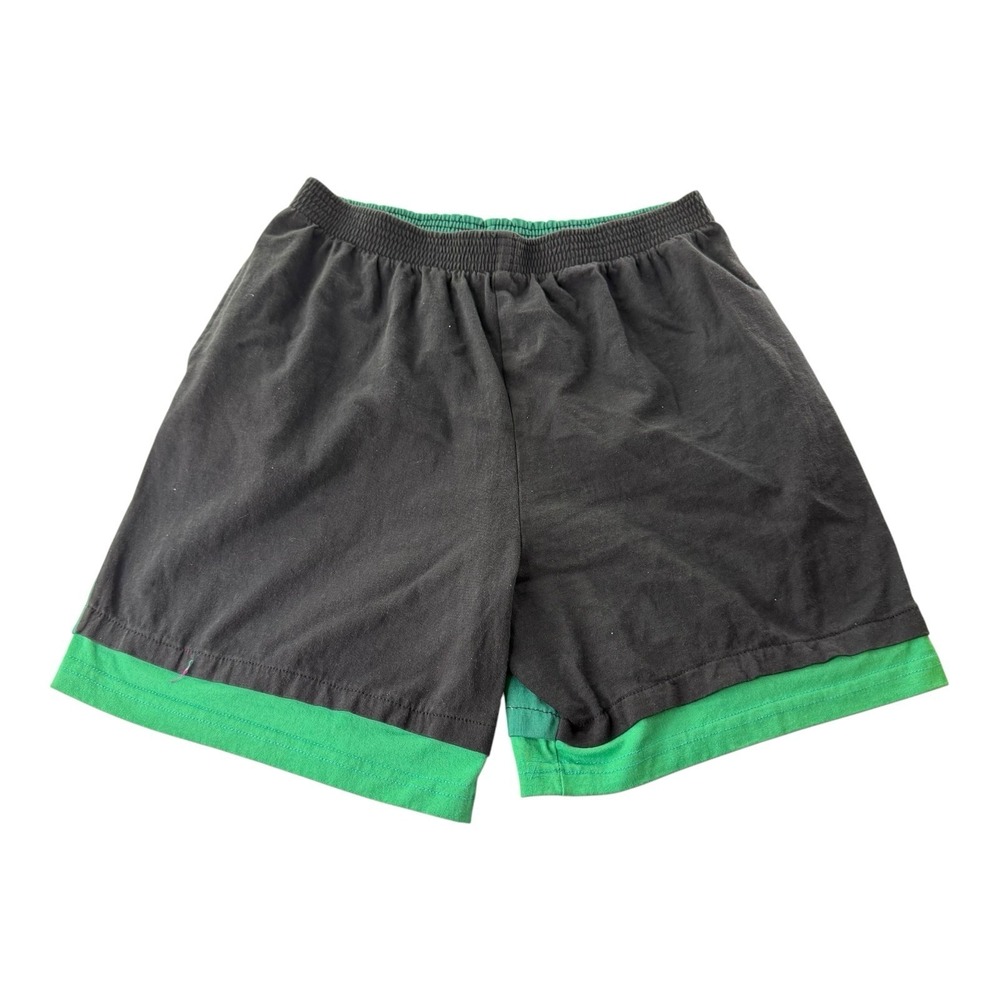 Black Green Reversible Athletic Shorts Men's Large Elastic Waist Active Gym